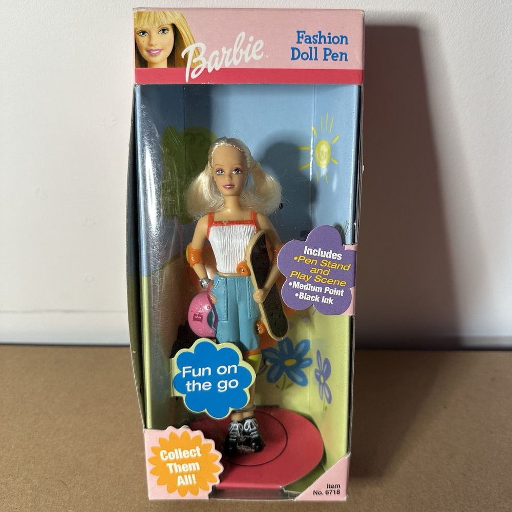 Vintage 2001 Barbie Doll Pen Fun On The Go Skater RoseArt Collectible #6718 NRFB